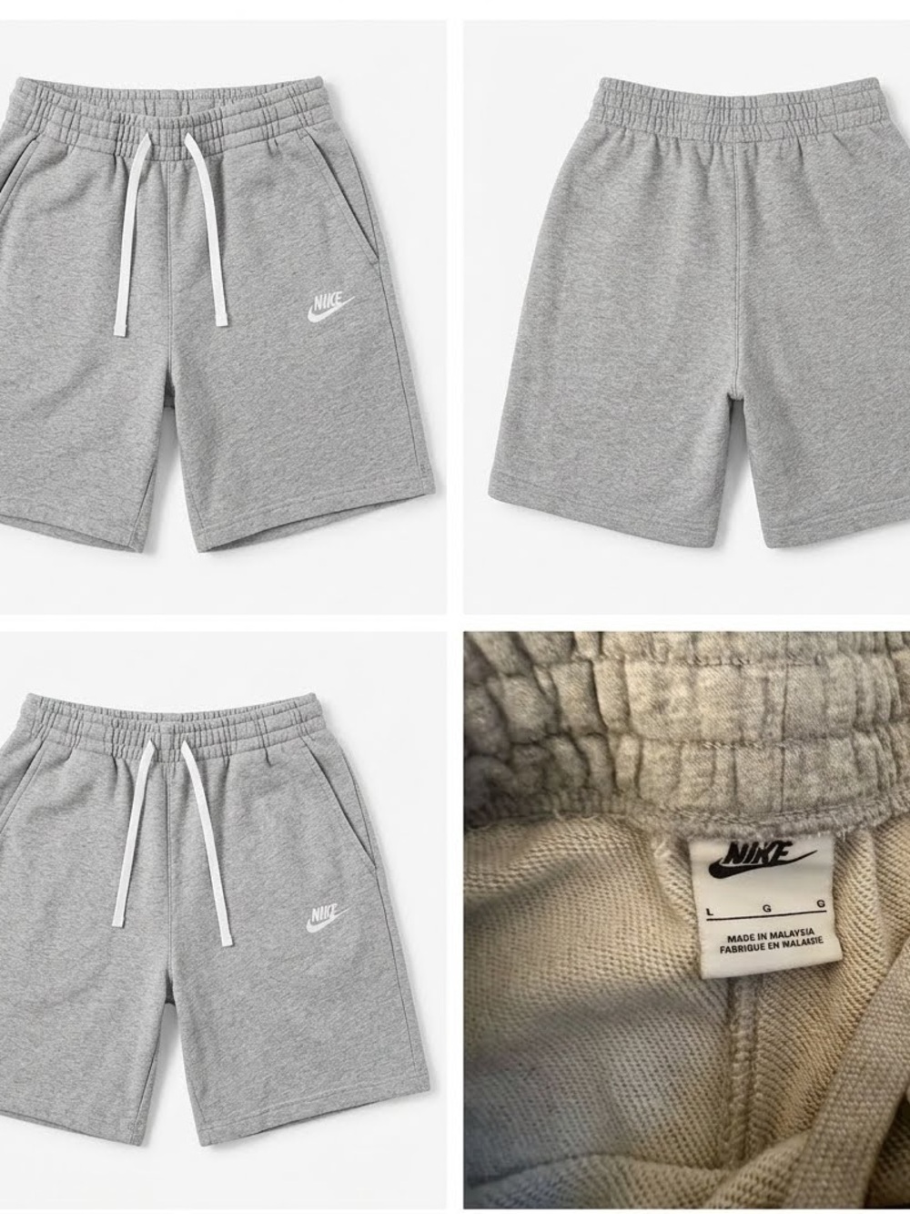 Nike Kids Gray Fleece Drawstring Shorts with Side Pockets